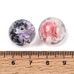 メッキ透明レジンビーズ  バラの花の丸い  グリッターパウダー付き  ツートン  ミックスカラー  16~16.5mm  穴：2.5mm&nbsp;RE-CBA5A76-15