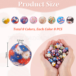 64Pcs 8 Colors Round Silicone Focal Beads&nbsp;SIL-GA0001-29A