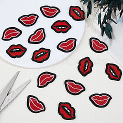 40Pcs 2 Styles Lip Polyester Computerized Embroidery Cloth Iron on/Sew on Patches&nbsp;DIY-GF0012-58