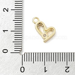 真鍮マイクロパヴェクリアキュービックジルコニアチャーム  14KGP本金メッキ  ハート  11x12x2.5mm  穴：1.6mm&nbsp;KK-B130-02G-04