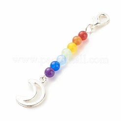 Chakra Theme Natural & Dyed Malaysia Jade Beaded Pendant Decorations&nbsp;HJEW-JM00642-01