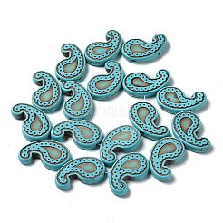 合成ターコイズ染色ビーズ連売り  ティアドロップ  ダークターコイズ  27~28x19~22x4.4~4.8mm  穴：1.4mm  約18個/連  15.67~15.94''（39.8~40.5センチメートル）&nbsp;G-A218-01B