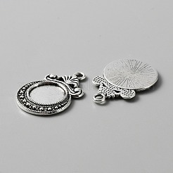 50Pcs Tibetan Style Zine Alloy Pendant Cabochon Settings&nbsp;FIND-WH0126-14AS