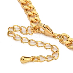 女性用真鍮チャームブレスレット  リアル18kグロッドメッキ  言葉の喜び  6-3/4インチ（17.2cm）  ペンダント：9~9.5x3~7mm&nbsp;BJEW-U008-19G-01