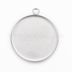 Tarnish Resistant 304 Stainless Steel Pendant Cabochon Settings&nbsp;X-STAS-E146-18P-30mm