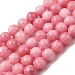 天然染め白翡翠ビーズ連売り  ラウンド  ピンク  直径10~10.5mm  穴：1mm  約37個/連  14.76''~14.80''（37.5~37.6センチメートル）&nbsp;G-M402-C04-29