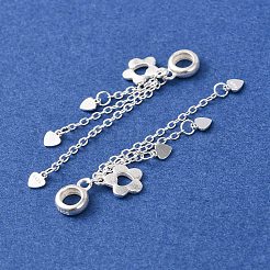 ハートのタッセル付きスターリングシルバーフラワーヨーロピアンダングルチャーム925個  大穴ペンダント  銀  40.5mm  穴：3.8mm&nbsp;STER-K187-01S