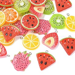 35Pcs 7 Styles Fruit Theme Spray Painted Opaque Resin Pendants&nbsp;RESI-YW0006-09