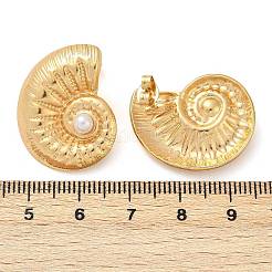 304ステンレススチールABSプラスチックパールスタッドピアス  18KGP本金メッキ  PVD真空メッキ  25x20mm&nbsp;STAS-D368-01A-G