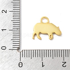 動物925スターリングシルバーペンダント  ゴールドカラー  カバ  12x13.5x1mm  穴：2.5mm&nbsp;STER-Z012-03G-05