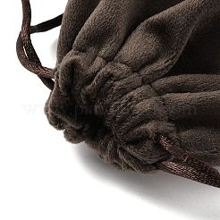 ベルベットのジュエリー用巾着収納ポーチ  長方形  ココナッツブラウン  13.7x11.6x0.4cm&nbsp;ABAG-P013-02C-02