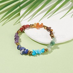 Natural & Synthetic Mixed Gemstone Chips Beaded Stretch Bracelet&nbsp;BJEW-JB08074