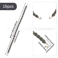 鉄製フック付きツイストポリエステルブレース16個  戦術装備  グレー  180x4.5mm&nbsp;AJEW-SP0001-63D