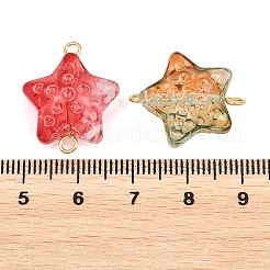 Glass Star Connector Charms&nbsp;GLAA-P079-02G-M