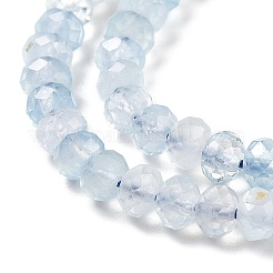 天然石アクアマリンビーズ連売り  多面カット  ロンデル  4x3mm  穴：0.7mm  約130個/連  15.35インチ（39cm）&nbsp;G-E194-16