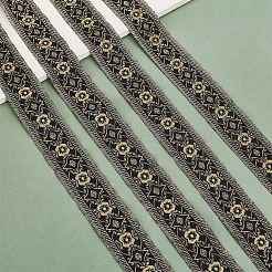 10ヤードのエスニックスタイルのポリエステルジャカードフラワーリボン  服の装飾  淡黄色  1-5/8インチ（40mm）  約10.00ヤード（9.14m）/ロール&nbsp;SRIB-WH0011-203A