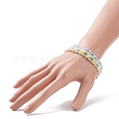 4 個 4 色ガラス シード ビーズ ストレッチ ブレスレット セット女性  ミックスカラー  内径：2-3/8インチ（6.1cm）  1pc /カラー&nbsp;BJEW-JB08657