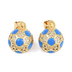 Sports Theme Brass Micro Pave Clear Cubic Zirconia Pendants&nbsp;KK-D232-22G