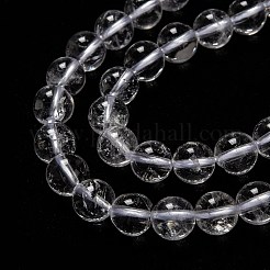 天然石クオーツクリスタルビーズ連売り  木綿糸で  ラウンド  6mm  穴：1mm  約60個/連  14.76インチ（37.5cm）&nbsp;G-H236-05A-6mm