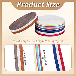 30 Yards 3 Styles Stripe Polyester Ribbons&nbsp;OCOR-PH0006-35