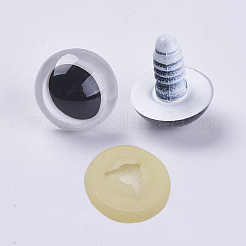 クラフト用品プラスチック人形の目パーツ  パッド付き  ぬいぐるみの目  安全の目  ホワイト  15mm  ピン：5.5mm&nbsp;DIY-WH0045-25E