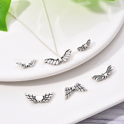 6スタイルのチベットスタイルの合金ウィングビーズ  アンティークシルバー  22x9x3mm  穴：1mm  60個/箱&nbsp;TIBEB-YW0001-03AS
