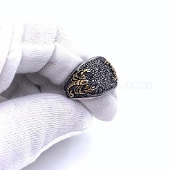 スコーピオン柄 304ステンレススチール マイクロパヴェ キュービックジルコニア 指輪（男性用）  アンティークシルバー＆アンティーク金色  usサイズ12（21.4mm）&nbsp;FS-WG5AE2F-10