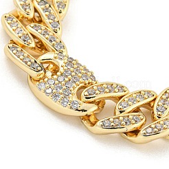 Brass Micro Pave Clear Cubic Zirconia Oval Link Chain Bracelets for Women&nbsp;BJEW-R315-01A-G