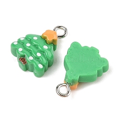 クリスマステーマの不透明樹脂ペンダント  プラチナ鉄ループ付き  クリスマスツリー  16.5x12x6mm  穴：2mm&nbsp;RESI-S08-01N
