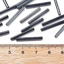 ガラス竹ビーズ  ヘマタイトメッキ  20x2~2.5mm  穴：0.5mm  約2000~2500個/袋&nbsp;SEED-R028-2x20-A01