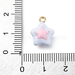 合金エナメルチャーム  星のチャーム  ゴールドカラー  ライトスチールブルー  14.5x11.5x4.5mm  穴：1.5mm&nbsp;LS-ENAM-E362-08D