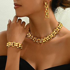 Vintage Exotic Style Iron Link Chain Bracelets & Earrings & Necklaces Sets for Women&nbsp;CH8318