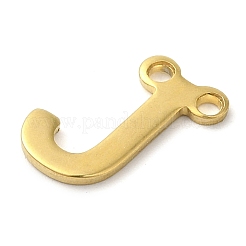 304ステンレススチールチャーム  18KGP本金メッキ  レターチャーム  文字J  10x7.5x1mm  穴：1mm&nbsp;STAS-Z074-04G-J