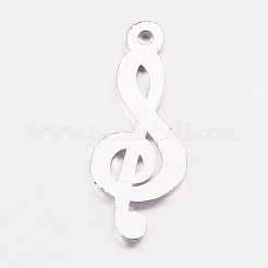 ト音記号のペンダント  カドミウムフリー＆鉛フリー  音符  銀  26x10x2mm  穴：1.5~1.8mm&nbsp;TIBEP-R315-S-LF