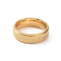 女性用テクスチャ加工201ステンレススチールフラットフィンガーリング  ゴールドカラー  内径：17mm&nbsp;RJEW-I089-36G