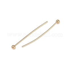 真鍮のボールヘッドピン  長持ちメッキ  ラックめっき  ラウンド  ゴールドカラー  29mm  ヘッド：2.5mm  ピン：0.8mm&nbsp;KK-P309-03G