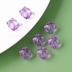 透明なアクリルビーズ  多面カット  キューブ  ミディアム蘭  10x11x11mm  穴：2mm  約670個/500g&nbsp;MACR-S373-132-B14