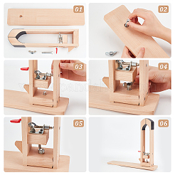レザークリップ  ブナ材の木製レザークラフトホルダー  縫製 diy テーブルクランプ  桃パフ  完成：400x90x355mm&nbsp;TOOL-WH0051-55
