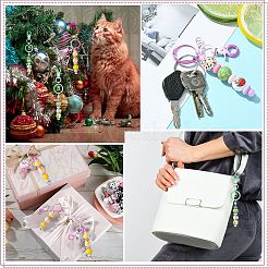 11 個 11 色のグラデーションカラー合金ビーズバーキーホルダー diy 工芸品ジュエリーメイキング用  カニカン付き  ミックスカラー  11cm  ピン：77x8.5mm  1pc /カラー&nbsp;KEYC-CJ0001-10