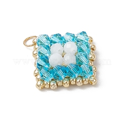 Handmade Glass & Natural Rainbow Moonstone Beads Pendants&nbsp;PALLOY-MZ00850-03