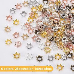合金カボション  エポキシ樹脂は充填アクセサリーを供給します  樹脂ジュエリーのために  カドミウムフリー＆鉛フリー  クラウン  ミックスカラー  13.5x5.5mm  内径：5.5mm  6色  25個/カラー  150個/箱&nbsp;PALLOY-OC0002-22