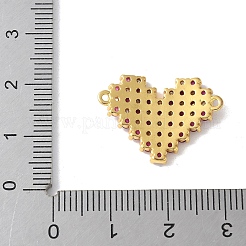 Brass Micro Pave Cubic Zirconia Heart Connector Charms&nbsp;KK-A252-28G-04