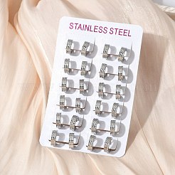 304ステンレススチール研磨効果フープピアス  ステンレス鋼色  13.5x4mm&nbsp;EJEW-M001-40C-P