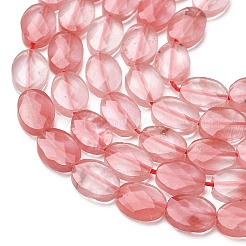 合成桜石英ガラスビーズ連売り  多面カット  フラットオーバル  8x6x3.5mm  穴：0.5mm  約46個/連  14.96''（38センチメートル）&nbsp;G-H349-A01-27