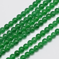 天然石&染め加工マレーシアジェイドビーズ連売り  ラウンド  グリーン  4mm  穴：0.8mm  約92個/連  15インチ&nbsp;G-A146-4mm-A06