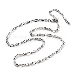 3.5mm 304ステンレススチール製オーバルリンクチェーンネックレス  変色しない  ステンレス鋼色  19.88インチ（50.5cm）&nbsp;NJEW-T016-08P