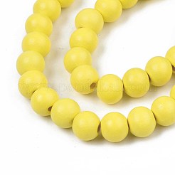 Painted Natural Wood Beads Strands&nbsp;WOOD-S053-54K