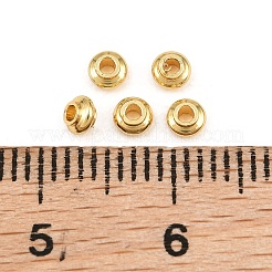 真鍮ビーズ  ロンデル  ラックめっき  長持ちメッキ  鉛フリー＆カドミウムフリー  ゴールドカラー  3x2mm  穴：1.2mm&nbsp;KK-CBA5CB0-40G
