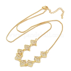 Brass Micro Pave Clear Cubic Zirconia Fruit Bib Necklaces&nbsp;NJEW-F342-01A-G