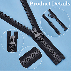 布製ジッパー  樹脂製ジッパーヘッド付き  ブラック  830x49x18mm&nbsp;FIND-WH0148-698B